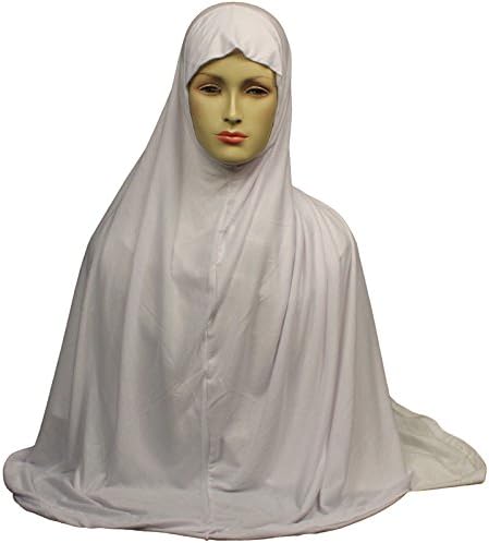 White Khimar Hijab salah Prayer head cover 1pc pull on