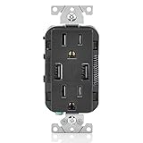 Leviton T5632-E 15-Amp USB Charger/Tamper Resistant Duplex Receptacle, Black