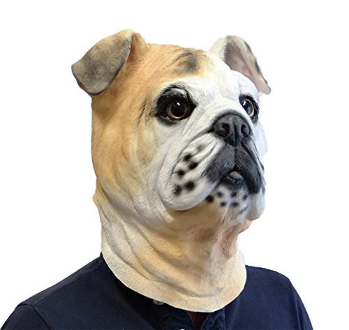 Bulldog Mask , Animal Mask , Fancy Dress , Dog Mask , Latex , Full Head , Canine