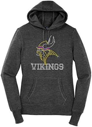 Personalize bling rhinestone ''Vikings" Sport-Tek Ladies Pullover Hooded Sweatshirt.ndk1152