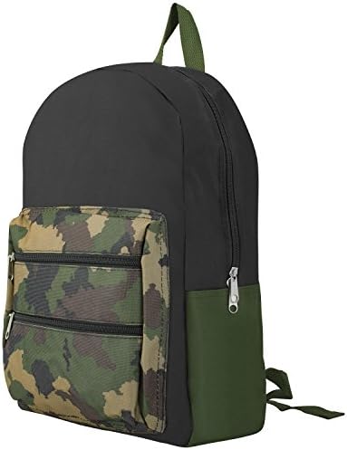 Boys' Black Camouflage Print School Backpack, Elementary Student Book Bag