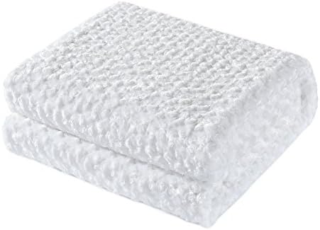 Simple&Opulence Plush Fluffy Throw Blanket Tridimensional Rose Pattern Floral Design Soft Cozy Fuzzy Blanket for Girls Home Décor Couch Sofa Chair Bed, 68"x 88" (Twin, White)