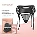 Slocyclub Women High Waist Faux Leather Black Lace Garter Belt Set Black M(US 2-4)