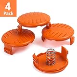 FutureWay Trimmer Replacement Spool Cap Covers and Spring Compatible with Black Decker GH900 LST201 GH600 NST2018 CST2000, Weed Easter String Autofeed Cap, 4 Spool Head Covers + 4 Springs