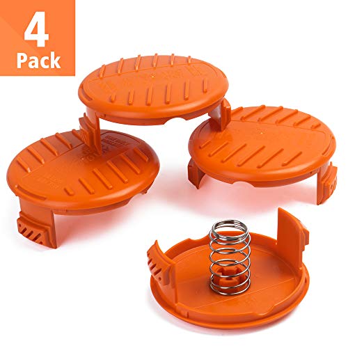 FutureWay Trimmer Replacement Spool Cap Covers and Spring Compatible with Black Decker GH900 LST201 GH600 NST2018 CST2000, Weed Easter String Autofeed Cap, 4 Spool Head Covers + 4 Springs