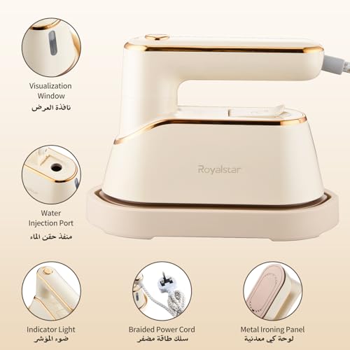 ROYALSTAR Foldable Steam Iron with 1200W 20s Fast Heat-Up,Wet and Dry Ironing Flat Ironing and Hanging Ironing 2 in 1 Light Mini Portable Travel Iron with Durable Braided Cord,for Home and Travel