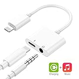 Headphone Jack Adapter for iPhone Xs/Xs Max/XR/ 8/8 Plus/ 7/7 Plus Headphone Adapter for iPhone Splitter Dongle Earphone Accessory Connector Audio & Charger & Call & sync Cable Support All iOS System