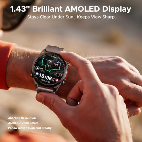 Anywise W1 Pro Smart Watch Women Man,Dual Frequency GPS With Offline Maps Smartwatch For Android and iOS,5ATM Waterproof 1.43'' AMOLED,170+ Sports Modes/12 Days Battery/3 Strap