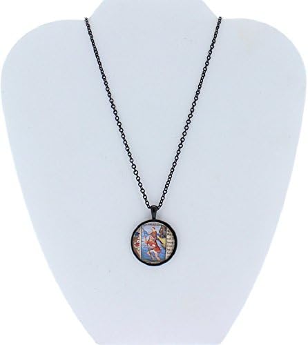 BLACK ST. CHRISTOPHER Handmade Glass Cabochon Pendant Baby Jesus Necklace Patron Saint of Travelers Retro Gift Bronze Chain Jewelry