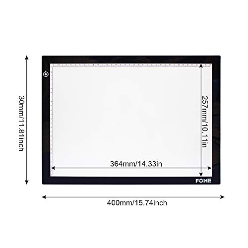 B4 Light Box, FOME Ultra-Thin B4 Tracing Light Box USB Power Adjustable Brightness LED Drawing Board Tracing Pad Artcraft Tracing Light Pad for Artists Drawing Sketching Animation Stenciling - Thumbnail 2