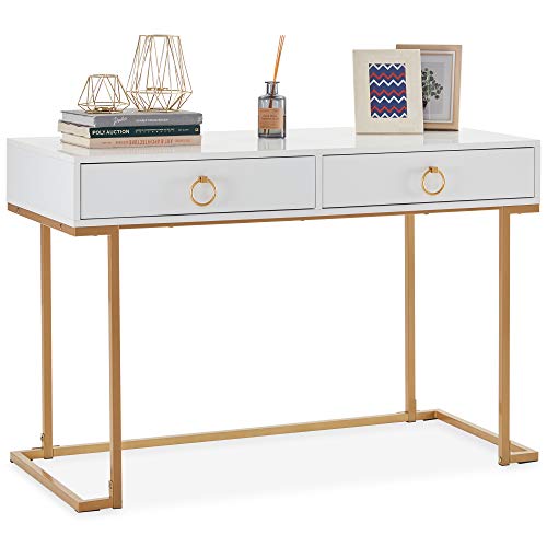 BELLEZE Modern 45 Inch Makeup Vanity Dressing Table or Home Office Computer Laptop Writing Desk with Two Storage Drawers… - Image 3