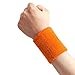 BBOLIVE 4' Inch Wrist Sweatband in 28 Different Neon Colors - Athletic Cotton Terry Cloth - Great for All Outdoor Activity(1 Pair) (Orange)