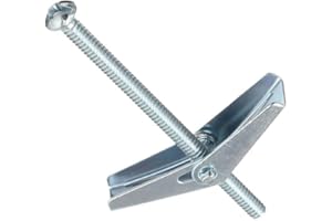 NEWPORT FASTENERS 3/16" x 4" Toggle Bolts/Round Head/Combo Drive/Steel/Zinc/Anchor Size: 3/16" / Screw Size: 10-24 x 4 / Drill Bit/Hole Size: 1/2" (Carton: 50 pcs)