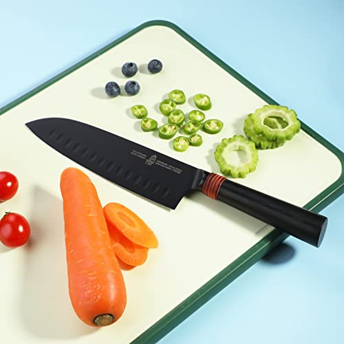 TUO Santoku Knife 7" Pro Japanese Cleaver Knife Super Sharp Hollow