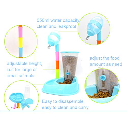 Westspark Automatic Pet Cafe Feeder, Self-Dispensing Dog Cat Automatic Food Replendish Station Waterer Dispenser Gravity Dry Food Storage Bottle Bowl Dish for Dog Cat Animal Puppy Blue