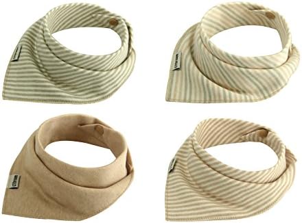 CTDream 4 Piece Soft Baby Bibs,Natural Color Cotton
