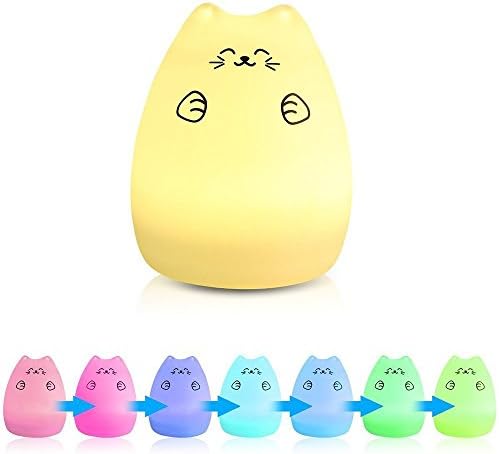 7 Colors Cat LED USB Children Animal Night Light Silicone Soft Cartoon Baby Nursery Lamp Breathing LED Night Light (Lucky Cat)