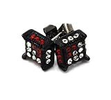 Mens Black Tone Clear/Red Cz Cube Iced Out Hip Hop Micro Pave Stud Earrings