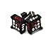 Mens Black Tone Clear/Red Cz Cube Iced Out Hip Hop Micro Pave Stud Earrings