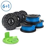 X Home Weed Eater Spools Compatible with Greenworks 21332 21342 24 Volt 40V 80V String Trimmer Replacement, 3411546A-6 Cap Covers Parts, Edger Spool 16ft 0.065 inch 29252 (6 spools, 1 Cap)