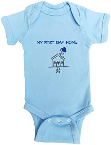 As We Grow - My First Day Home - Baby Coming Home Outfit - Bodysuit Romper (Newborn, Blue)