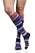Vim & VIGR Women's 15-20 mmHg Compression Socks: Fun Stripes - Grape & Pink (Cotton) (Wide Calf)