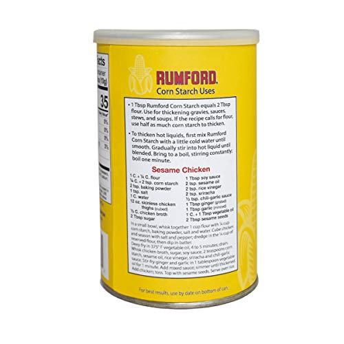 Rumford Non-GMO Corn Starch - Gluten Free, Vegan, Vegetarian, Thickener for sauce, soup, gravy in a Resealable Can - 14 oz (1)