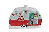 Creative Co-Op Ceramic Red & Green Christmas Camper Cookie Jar, Multicolor