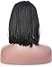 BLUPLE Yaki Bob Lace Front Braided Wig #1B Natural Black Half Hand Tied Synthethic Heat Resistant Hair Short Bob Yakibraids Wigs Middle Part with Baby Hair for Black W (14 Inch, Yaki Micro Braids,#1B)