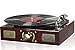 LuguLake Vinyl Record Player, 3-Speed Turntable, Belt Drive LP Vintage Phonograph, Built-in Speaker, Aux in and RCA Output, Wooden Finish (TN04)
