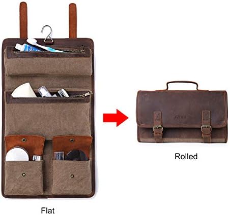 S-ZONE Mens Toiletry Organizer Bag Leather Travel Dopp Kit Hanging Case Great Gift Idea 3 S-ZONE Mens Toiletry Organizer Bag Leather Travel Dopp Kit Hanging Case Great Gift Idea