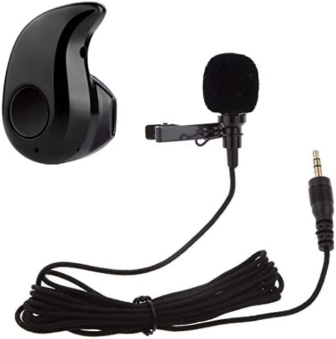 RaptasCo Lavalier 3.5 mm Mini Clip-on Microphone with Wireless Stereo Headset for All Android/iPhone Devices (Multicolour)