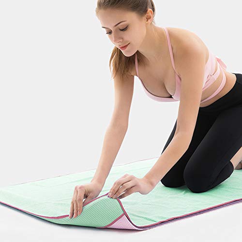 DMASUN Yoga Silicone Non-Slip Yoga Towel, Sports Yoga, Traditional Yoga, hot Yoga, Pilates Perfect Choice, Unique Corner Bag Design (72"x26" Green)