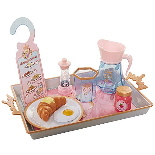 disney princess style collection room service juego de juguetes para juegos de simulación, con bandeja para servir, tapa de plato, jarra y más para una gran experiencia de viaje de simulación, niñas de 3 años en adelante