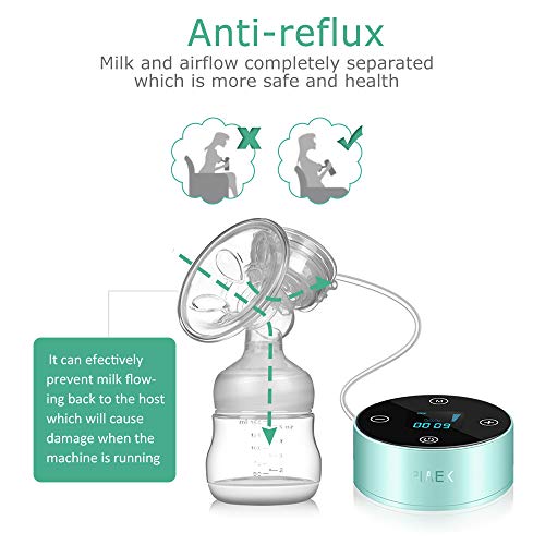 Electric Breast Pump, Rechargeable Portable Double Pumps Electric Nursing Breast Massage Breastfeeding Pump (Light Blue) - Thumbnail 4
