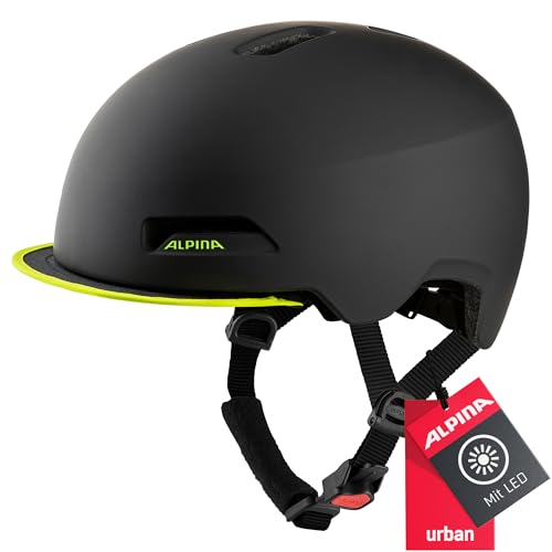 Alpina Brooklyn City-Fahrradhelm, Black-neon-Yellow matt, 57-61 cm