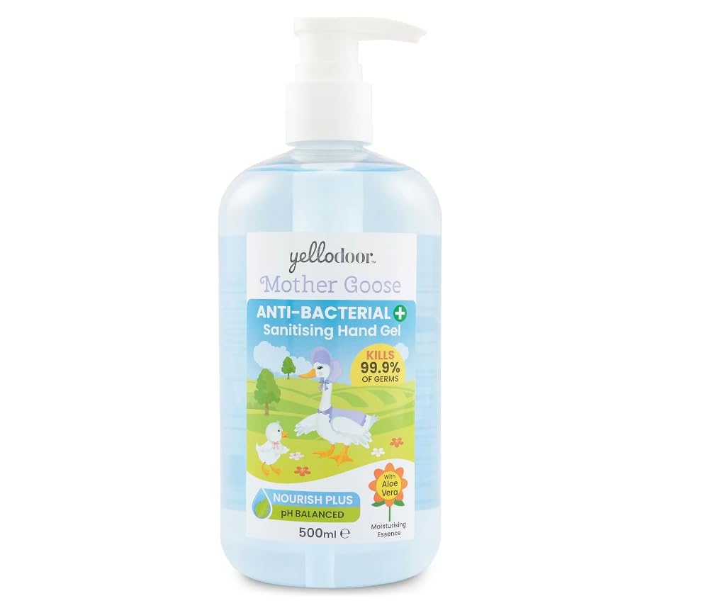 Yellodoor 75% Alcohol Anti-Bacterial Hand Sanitiser Gel with Aloe Vera | Kills 99.99% of Germs | Antiseptic Hand Sanitizer 500ml Pump Dispenser, Kids Friendly Design