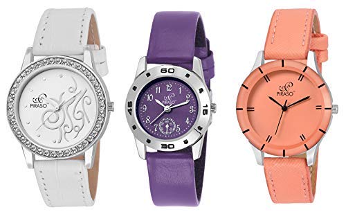 Analogue White Purpel Pink Dial Women's Combo of 3 Watch - PW3-04