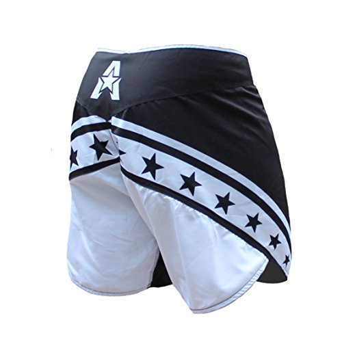 Anthem Athletics Defiance Kickboxing Short MMA Shorts - Muay Thai, BJJ, WOD, Cross-Training, OCR - Black & White with Stars - 35"