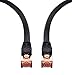 IBRA Ethernet Gigabit LAN Network Cable Supports Advanced CAT 7/6 / 5e / 5 High Speed RJ45 Patch Cord | STP 10/100/1000Mbit/s Gold Plated Lead for Switch/Router/Modem - 6ft/2M Flat Black