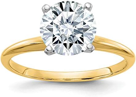 14kyw .80ct 6 mm Round Colorless Moissanite Solitaire Ring, Size: 7, 14 kt Yellow Gold
