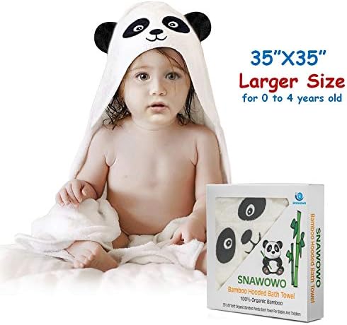 Baby Bath Hooded Towel, Washcloth with Hood, Organic Bamboo, Extra Soft, Absorbent, Perfect Baby Shower Gift for Newborns Infants Toddlers Kids Boys Girls