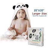 Baby Bath Hooded Towel, Washcloth with Hood, 100% Organic Bamboo, Extra Soft, Absorbent and Hypoallergenic, Perfect Baby Shower Gift, Cute Panda Style, for Newborns Infants Toddlers Kids Boys Girls