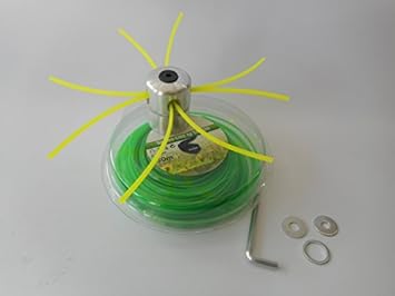 Aluminium Fadenkopf Mähfadenkopf für Motorsense Forester Brast Fuxtec + 50 m 6-Kant Ersatzfaden in 2,4mm Stärke. Sehr hohe Sc