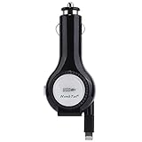 HonkTai® Tangle-free Lightning Retractable Cable Vehicle USB Car Charger For Apple iPhone 6s iPhone 6s Plus iPhone 6 Plus iPhone 5 5c 5s iPad Air 2 iPod Touch 5 (Black)
