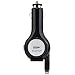 HonkTai® Tangle-free Lightning Retractable Cable Vehicle USB Car Charger For Apple iPhone 6s iPhone 6s Plus iPhone 6 Plus iPhone 5 5c 5s iPad Air 2 iPod Touch 5 (Black)