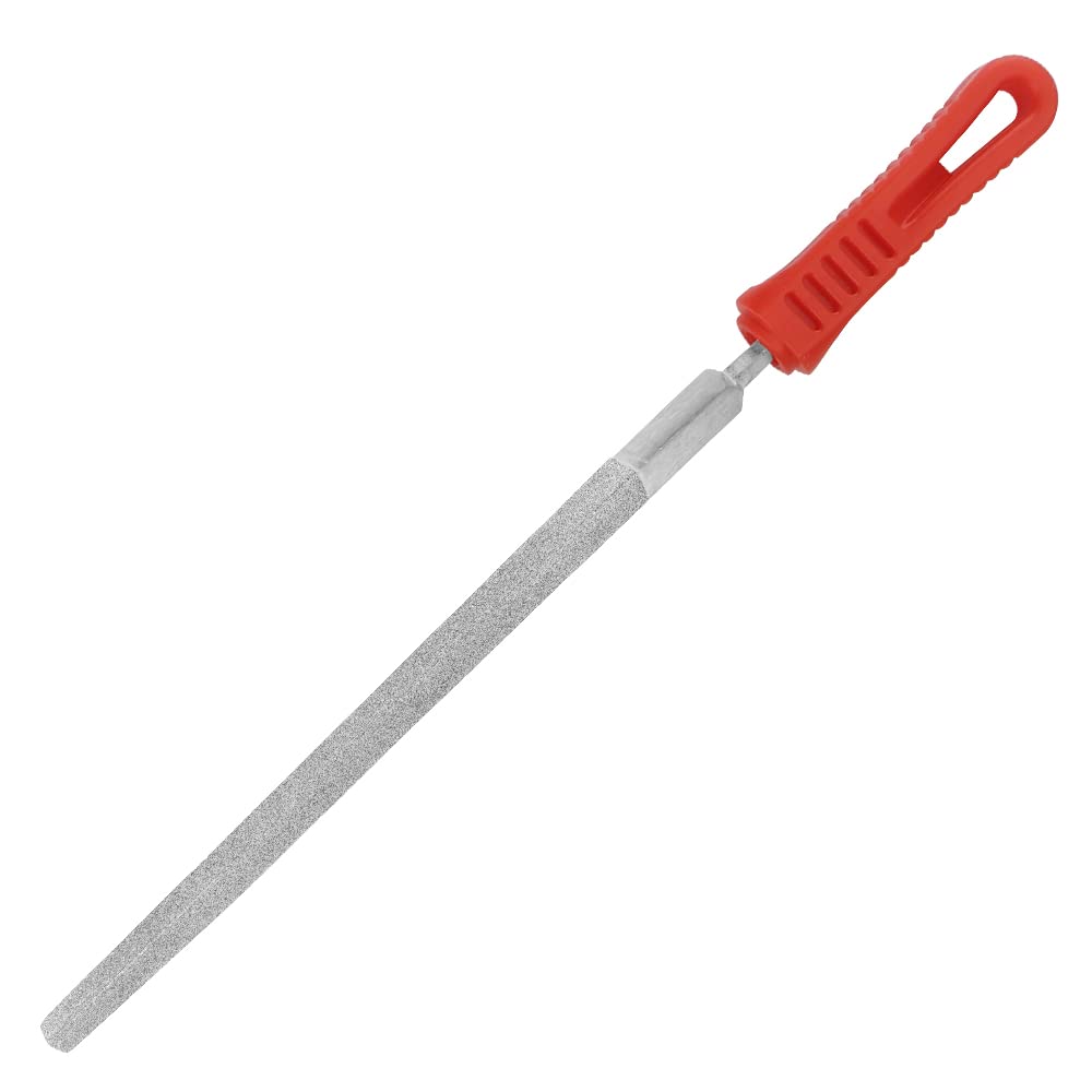 SI FANG 8 Inch Triangle Style Diamond File, Diamond Coating Needle File Hand Tools for Grinding Metalwork, Jewellery, Tile, Glass, Stone, Wood, Plastic, 200mm Wood Rasp Metal Files with Rubbery Handle