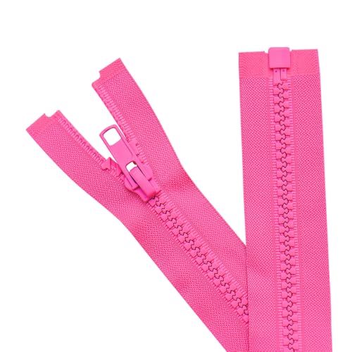 Sawoake 2PCS #5 9 Inch Separating Jacket Zippers for Sewing Coats Jacket Zipper Rose Red Molded Plastic Zippers Bulk Tailor DIY Sewing Tools for Garment/Bags/Home Textile