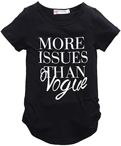 Universalgoods Baby Little Boys Girls Vogue Letter Printed Short Sleeve Cotton T-Shirt (130 (6-7 Years), Black)