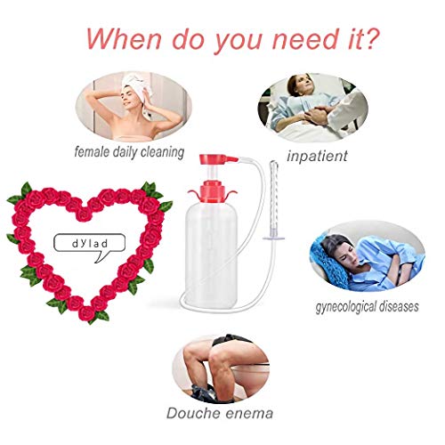 Douche for Women, Reusable 、Douche, 600ml Capacity with 3 Nozzles,100